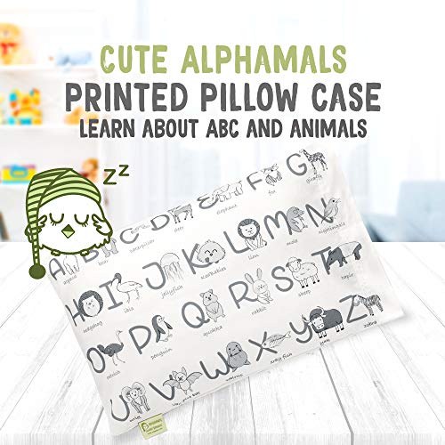 Funda de Almohada niños Paras Almohada - Funda de Almohada orgánica niños pequeños - Funda de Almohada de algodón 100% Natural - Primero Almohada para niños - Máquina Lavable (Alphamals)