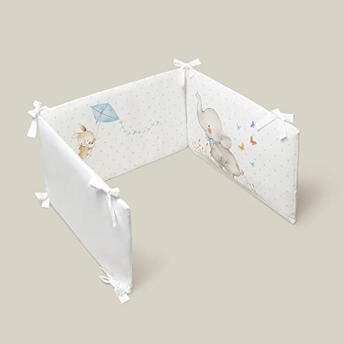 Funda Nórdica y Chichonera Desenfundables para Cuna estándar 60x120 - Elefante Cometa Azul