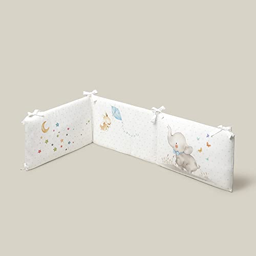 Funda Nórdica y Chichonera Desenfundables para Cuna estándar 60x120 - Elefante Cometa Azul