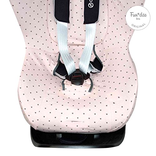 Fundas BCN ® - F132/4597 - Funda de Algodón para Silla de Coche Cybex ® Sirona ® M2 I-Size, Sirona ® S I-Size y GB Vaya ® I-Size - Estampado Little Fun Peach