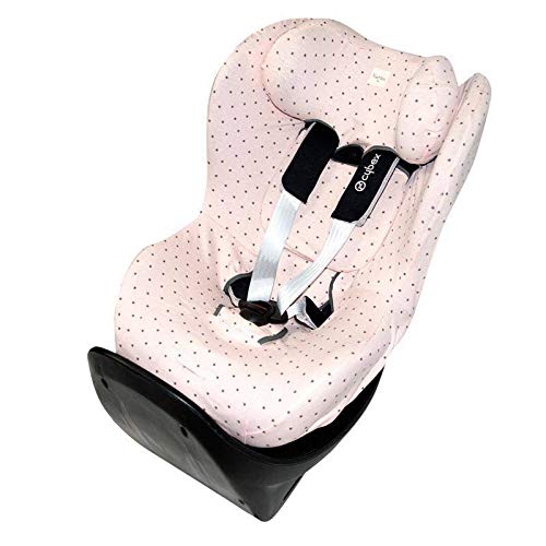 Fundas BCN ® - F132/4597 - Funda de Algodón para Silla de Coche Cybex ® Sirona ® M2 I-Size, Sirona ® S I-Size y GB Vaya ® I-Size - Estampado Little Fun Peach