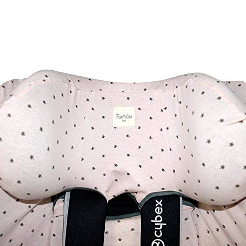 Fundas BCN ® - F132/4597 - Funda de Algodón para Silla de Coche Cybex ® Sirona ® M2 I-Size, Sirona ® S I-Size y GB Vaya ® I-Size - Estampado Little Fun Peach