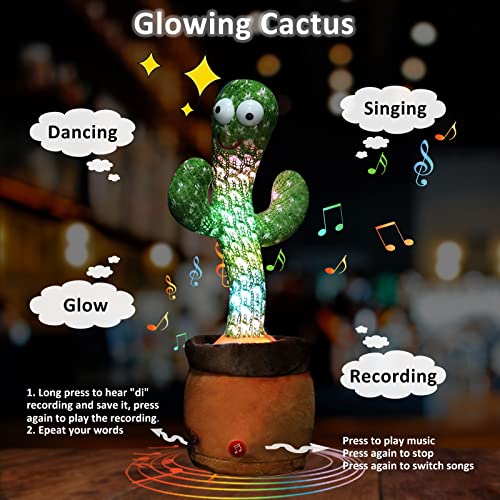 Funmo Juguete de Cactus de Baile, Cactus Bailarin Bebe con 120 Canciones, Juguete Cactus Habla Repite lo Que Dices, Interesantes Juguetes Educativos de Educación Temprana