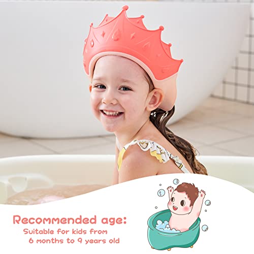 FUSACONY Gorro de Ducha Bebé, Ajustable para Gorro de Ducha para Bebés Gorro de Baño para Bebés, Protege Los ojos y las orejas para Niños,Visera Baño Bebé, de 6 Meses a 9 Años (Rosa)