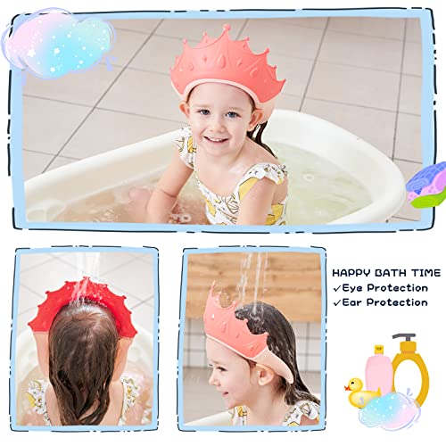 FUSACONY Gorro de Ducha Bebé, Ajustable para Gorro de Ducha para Bebés Gorro de Baño para Bebés, Protege Los ojos y las orejas para Niños,Visera Baño Bebé, de 6 Meses a 9 Años (Rosa)