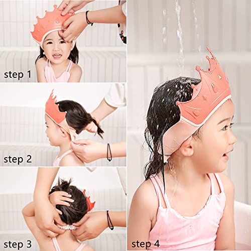 FUSACONY Gorro de Ducha Bebé, Ajustable para Gorro de Ducha para Bebés Gorro de Baño para Bebés, Protege Los ojos y las orejas para Niños,Visera Baño Bebé, de 6 Meses a 9 Años (Rosa)