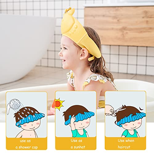 FUSACONY Gorro de Ducha Bebé,Gorro Ducha Niños, Gorra de Ducha para Bebé Impermeable, Ajustable Sombrero Ducha Bebe, Protector de Ojos para Ducha para Más de 6 Meses (Amarillo)