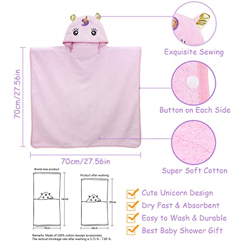 Gaga city Poncho Toalla Unicornio Niña Poncho Piscina Infantil Poncho Baño Niña Toalla de Baño con Capucha Poncho de Playa Bebe Regalo Unicornio Niña, Rosa 70x140cm