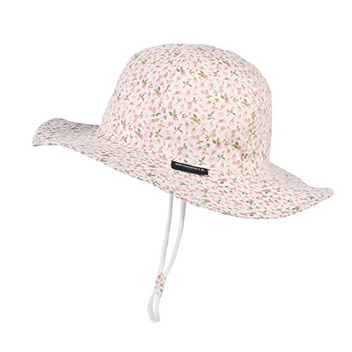 GEMVIE Gorra Bebe Sol Niña Verano Playa Algódon Floral ala Ancha Unisex Gorro Aire Libre/Vacacion Primavera Sombrero (Floral Beige, 6-12meses)