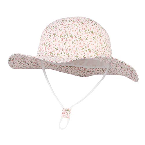 GEMVIE Gorra Bebe Sol Niña Verano Playa Algódon Floral ala Ancha Unisex Gorro Aire Libre/Vacacion Primavera Sombrero (Floral Beige, 6-12meses)