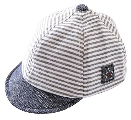 GEMVIE Gorro de Béisbol para Bebe Niño Verano Protector del Sol Gorra Niña Playa Rayas Clasicas Algodón Gris 2-4 años