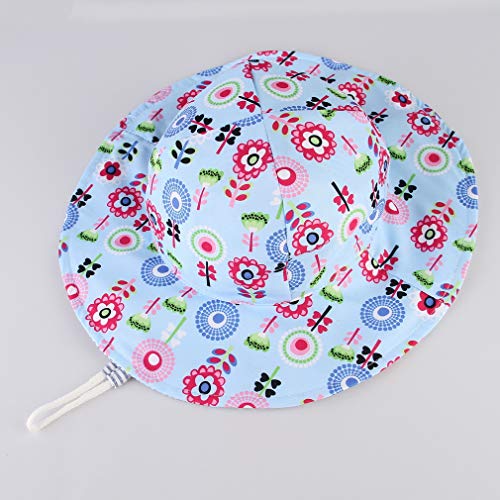 GEMVIE Sombrero Playa Bebe Ala Ancha Protege Sol Verano Niña Gorra Viaje/ Aire Libre ,Estampado Floral Pescador Sombrero (Azul Floral, 6-12meses)