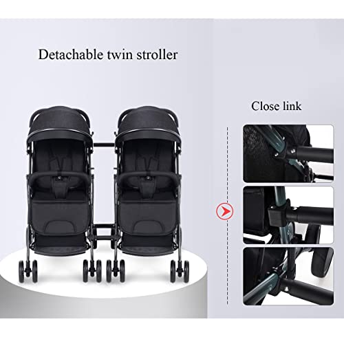 GENYS Cochecito Tándem/cochecitos para Bebés Y Niños Pequeños Cochecito Doble para Gemelos Asiento Reversible Convertible En Cochecito De Recién Nacido Silla De Paseo Bebe Pequeños para Niños