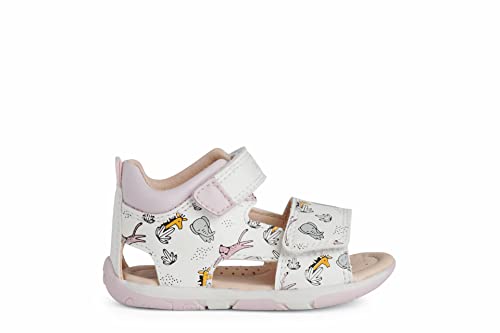 Geox B Sandal TAPUZ Girl, First Walker Shoe Bebé-Niños, Color Blanco y Rosa, 22 EU