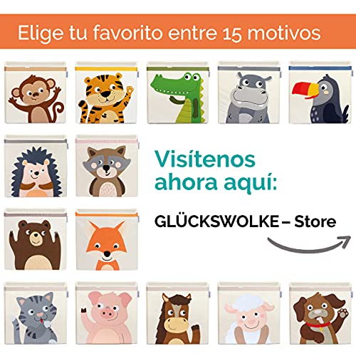 GLÜCKSWOLKE Caja Almacenaje Infantiles - 15 Motivos I Baules Juguetes I Cubos Organizador (33x33x33) Cuarto de Niños I Contenedor Habitacion Niñas I Cesto Dormitorio Bebe (Zorro)