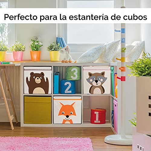 GLÜCKSWOLKE Caja Almacenaje Infantiles - 15 Motivos I Baules Juguetes I Cubos Organizador (33x33x33) Cuarto de Niños I Contenedor Habitacion Niñas I Cesto Dormitorio Bebe (Zorro)