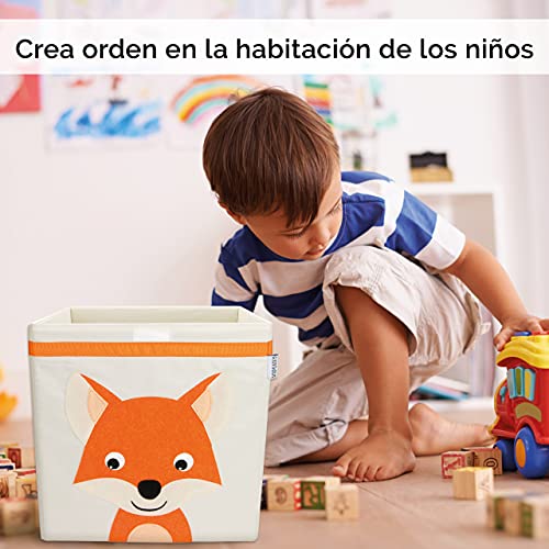 GLÜCKSWOLKE Caja Almacenaje Infantiles - 15 Motivos I Baules Juguetes I Cubos Organizador (33x33x33) Cuarto de Niños I Contenedor Habitacion Niñas I Cesto Dormitorio Bebe (Zorro)