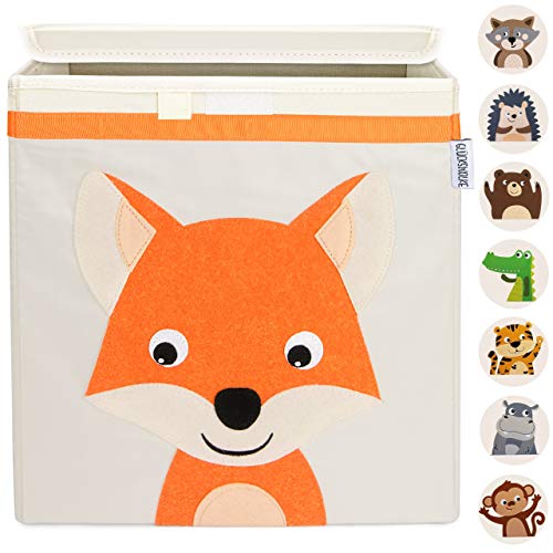 GLÜCKSWOLKE Caja Almacenaje Infantiles - 15 Motivos I Baules Juguetes I Cubos Organizador (33x33x33) Cuarto de Niños I Contenedor Habitacion Niñas I Cesto Dormitorio Bebe (Zorro)