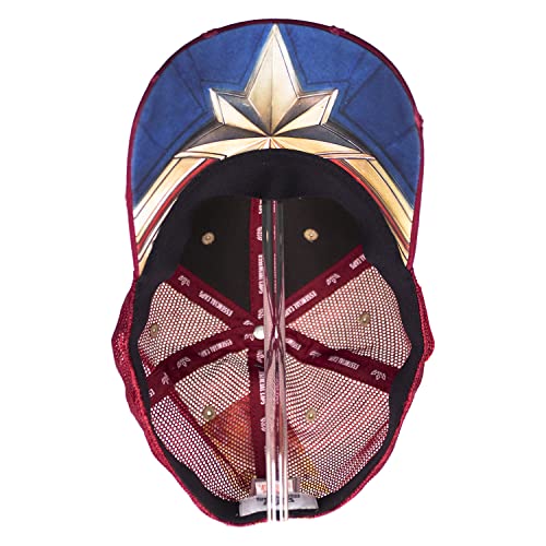 Gorra de camionero Marvel's Captain Marvel Vengadores de malla corona apenado azul y rojo