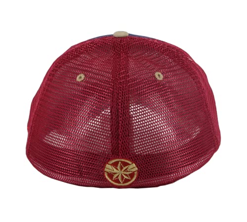 Gorra de camionero Marvel's Captain Marvel Vengadores de malla corona apenado azul y rojo