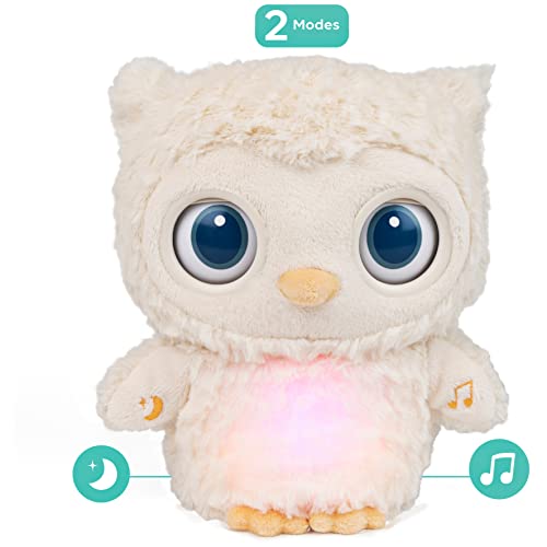 GUND Baby Sleepy Eyes Búho Hora de Dormir Chupete de Felpa Búho de Peluche de Animales de Luz de Noche y Máquina de Sonido, 8 pulgadas