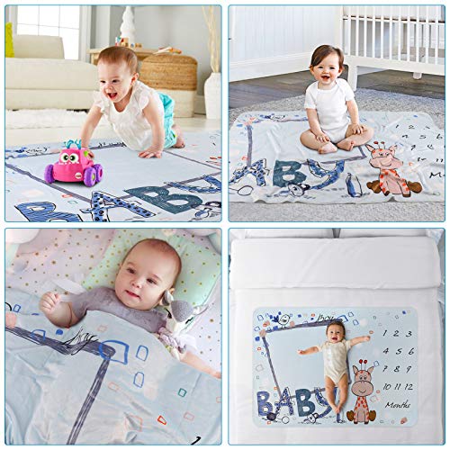 HALOVIE Manta Mensual de Hito para Bebé Unisex para Fotos Fotografía de Fondo para recién Nacidos 130 x 100 cm Franela Regalos para Mamás Registros de Crecimiento Mensual Suave