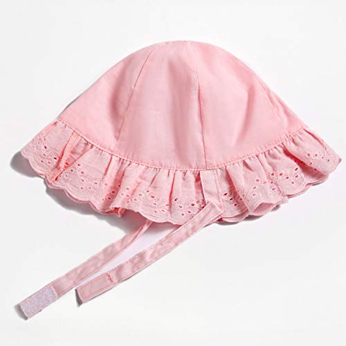 Happy Cherry - Sombrero Pescador para Bebé Niñas Primavera Verano Gorra con Encaje Protectora del Sol Cartoon Hat Transpirable para Playa Viajes Al Aire Libre Algodón - Rosa - 50cm(18-36 Meses)