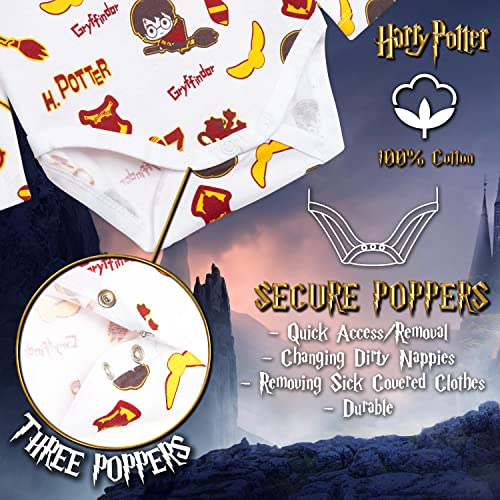 HARRY POTTER Body Bebe Manga Larga, Ropa Bebe 100% Algodón, Regalos Bebe Recien Nacido Pack de 3 (3-6 Meses)