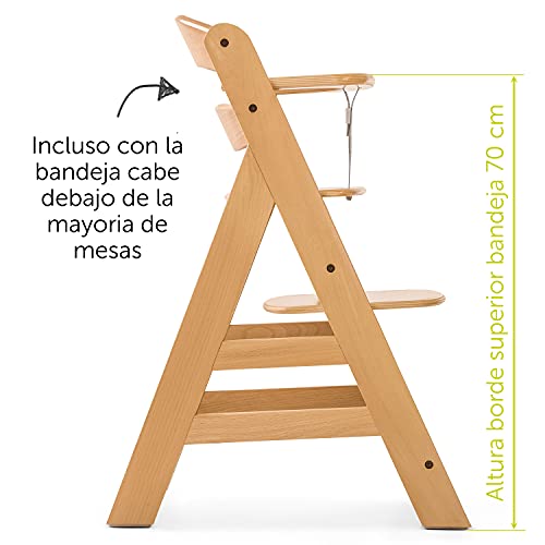 Hauck Alpha Plus - Trona evolutiva madera - Trona bebe con arnés y cojín - Trona convertible - - Natur Nordic Grey