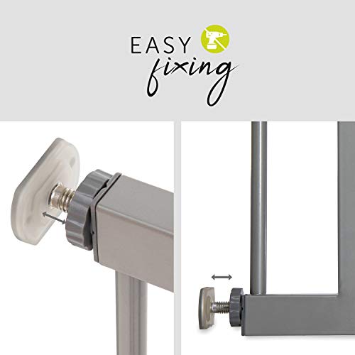 Hauck Barrera de Seguridad de Niños para Puertas y Escaleras Stop N Safe 2 Safety, Sin Agujeros, 75 - 80 cm, Extensible con Extensiones por Separado, Metal y Madera, Gris