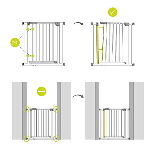 Hauck Barrera de Seguridad de Niños para Puertas y Escaleras Stop N Safe 2 Safety, Sin Agujeros, 75 - 80 cm, Extensible con Extensiones por Separado, Metal y Madera, Gris