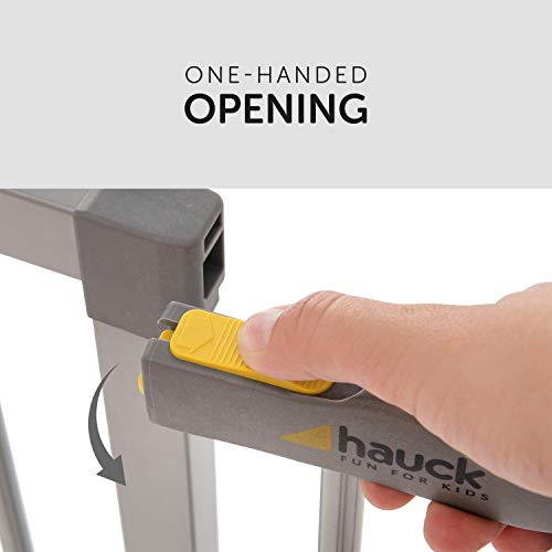 Hauck Barrera de Seguridad de Niños para Puertas y Escaleras Stop N Safe 2 Safety, Sin Agujeros, 75 - 80 cm, Extensible con Extensiones por Separado, Metal y Madera, Gris