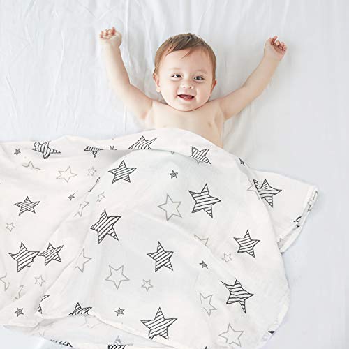 HBselect Mantas Muselinas Bebe Algodon,Set 4 Piezas Mantas Envolventes Muselinas Para Dormir,Toalla De Baño Bebe Niño,Gasas Muselina Bebe Niñas