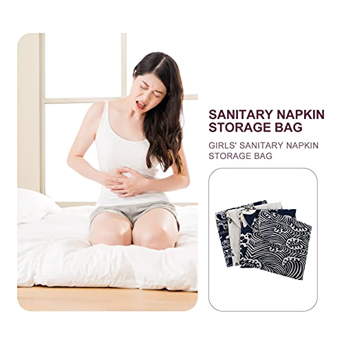 Healifty 4pcs Algodón Lino Sanitaria Servilleta Bolsa De Enfermería Menstrual Pad Bolsas Tampon Primer Periodo Bolsa De Pañales De Bebé Organizador Monedero Para Regalo De Viaje