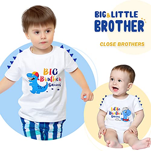 Hermano Mayor Hermano Pequeño Camisetas Conjunto Dinosaurio Regalo Niños Camiseta Y Bebé Body algodón Anuncio Embarazo Manga Corta Trajes Blancos Recién Nacidos Estampada(3-4 años 0-3 Meses)