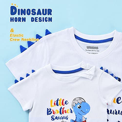 Hermano Mayor Hermano Pequeño Camisetas Conjunto Dinosaurio Regalo Niños Camiseta Y Bebé Body algodón Anuncio Embarazo Manga Corta Trajes Blancos Recién Nacidos Estampada(3-4 años 0-3 Meses)