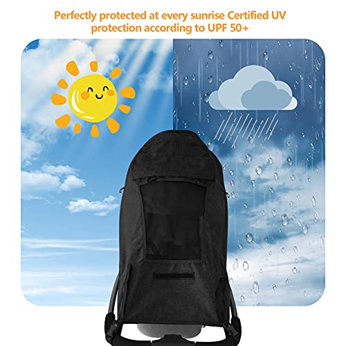 Hianjoo Parasol para Cochecito, Sombrilla Carrito Bebe Universal, Impermeable Funda para Cochecito Anti-UV 50+ Capota Carrito Función de Persiana Enrollable, Negro