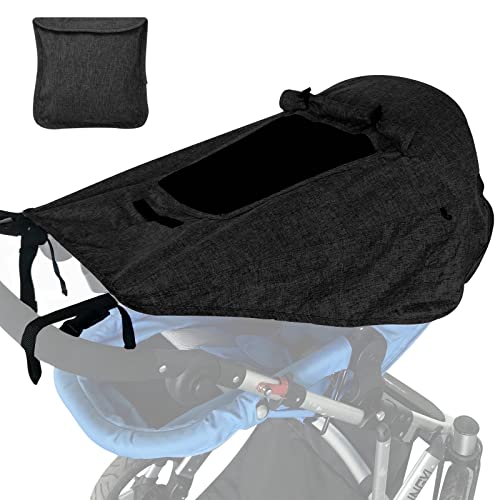 Hianjoo Parasol para Cochecito, Sombrilla Carrito Bebe Universal, Impermeable Funda para Cochecito Anti-UV 50+ Capota Carrito Función de Persiana Enrollable, Negro