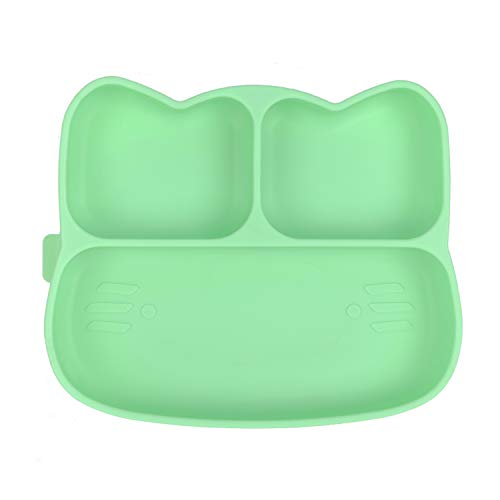 Homvik Plato de Silicona con Ventosa para Bebé Mantel Individual para Bebé Niños Plato Antideslizante Plato de Alimentación para BLW（Verde）