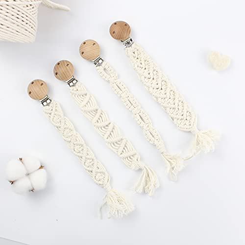 I LOVE MOM 4pcs Cadena Chupete Bebe Chupetero Tela, Cadena para Chupete Trenzada, Porta Chupetes Bebe de Ganchillo, Ideal Productos Bebe Recien Nacido, para Chupete Personalizado (Lot-1)