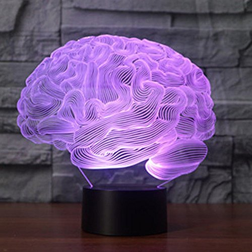 Ilusión Optica 3D Cerebro Luz de Noche 16 Colores que Cambian Control Remoto USB Poder Touch Switch Decor Lámpara LED Mesa Lámpara Niños Juguetes Cumpleaños Navidad Regalo