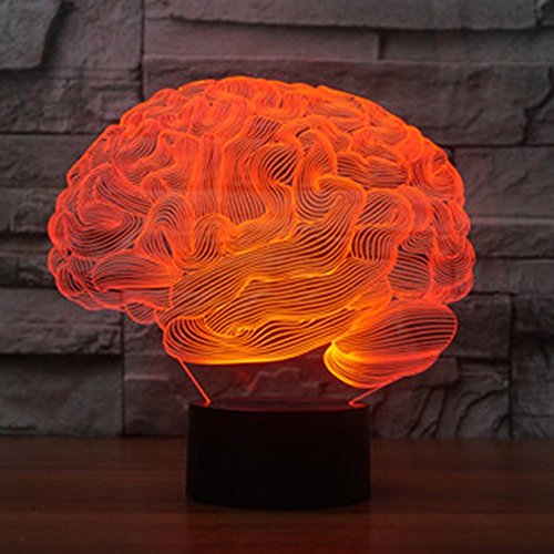 Ilusión Optica 3D Cerebro Luz de Noche 16 Colores que Cambian Control Remoto USB Poder Touch Switch Decor Lámpara LED Mesa Lámpara Niños Juguetes Cumpleaños Navidad Regalo