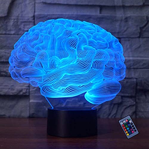 Ilusión Optica 3D Cerebro Luz de Noche 16 Colores que Cambian Control Remoto USB Poder Touch Switch Decor Lámpara LED Mesa Lámpara Niños Juguetes Cumpleaños Navidad Regalo