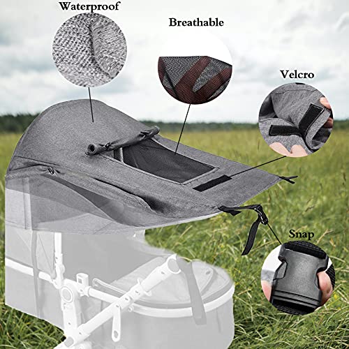 Impermeable Funda para Cochecito de Bebé, Toldo Universal para Cochecito Ajustable con Protección Solar UV 50+, Gris