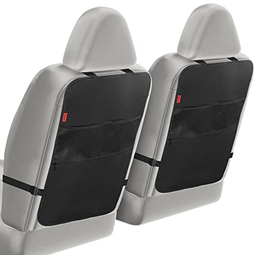 INFIVITA 2PCS Organizador Coche -Protector de Asiento Universal con 3 Bolsillos Grandes para Guardar Cosas de Niños,Organizador Coche Niños para Viajes por Carretera con Niños,Negro