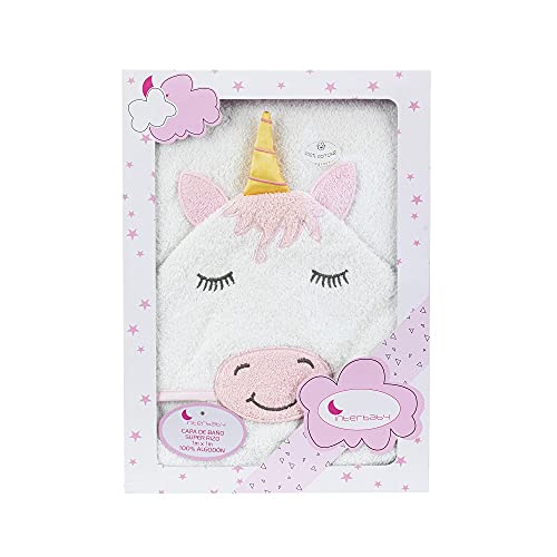 Interbaby 01206-12 - CAPA DE BAÑO MOD UNICORNIO blanco y rosa, unisex