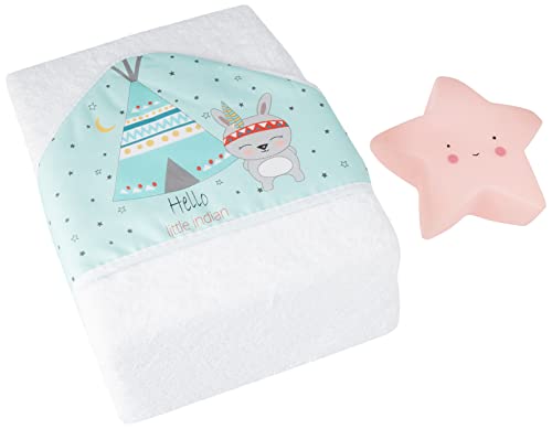 Interbaby - Capa de baño tipi oso blanco verde con lámpara estrella, unisex