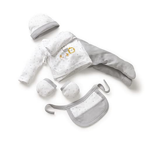 Interbaby Set Regalo Primera Puesta Bebé Algodón Orgánico e Hipoalergénico Topitos De 0 a 6 meses aprox (Animalitos gris)