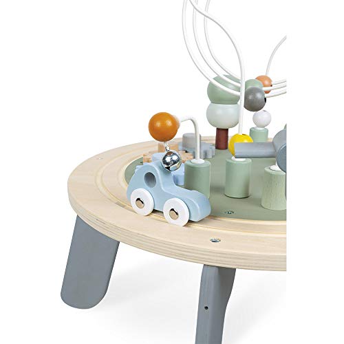 Janod - Mesa de Actividades de Madera Sweet Cocoon - Mesa Multiactividades Primera Edad - Habilidades Motoras Finas - Patas Antideslizantes - Pintura al Agua - Certificado FSC - Desde 1 Año, J04402