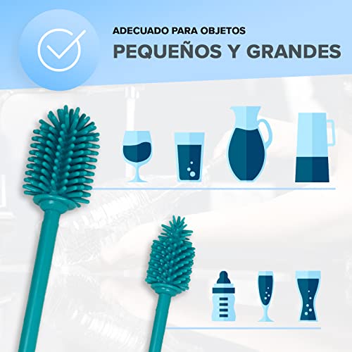 JAWAonline Juego de cepillos para fregaderos - Cepillo para botellas de silicona suave y sin arañazos - Cepillo limpiador de botellas flexible - Cepillo para botellas de primera calidad